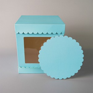 Square Scalloped Tall Cake Box Blue (5)