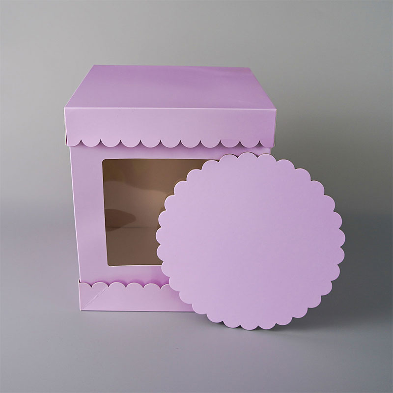 Square Scalloped Tall Cake Box Purple (9)